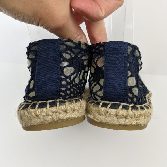 Joy & Mario Daisy Navy Blue Lace Espadrille Flats - Picture 5 of 9